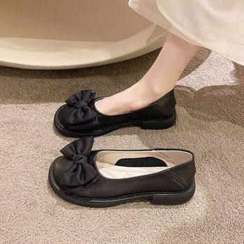 Ежедневни дамски обувки с панделка -еко кожа