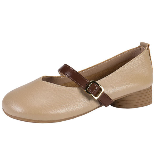 Casual γυναικεία έκο δερμάτινα παπούτσια με τακούνι 3cm και μεταλλική αγκράφα