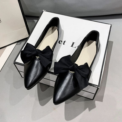 Casual μυτερά παπούτσια από οικολογικό δέρμα με κορδέλα