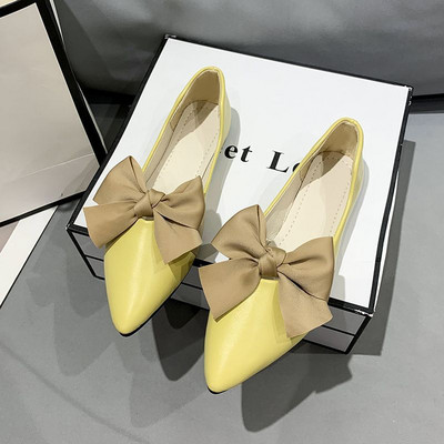 Casual μυτερά παπούτσια από οικολογικό δέρμα με κορδέλα