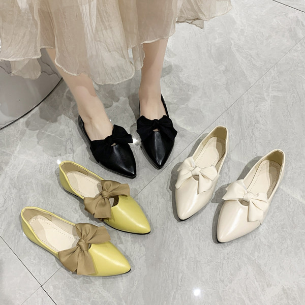 Casual μυτερά παπούτσια από οικολογικό δέρμα με κορδέλα