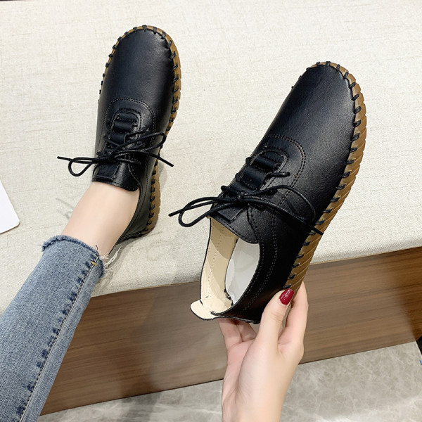 Sieviešu eko ādas apavi ar šņorēm ikdienas modelis