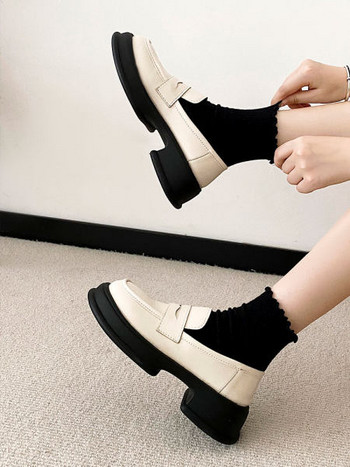 Дамски обувки от еко кожа с ток ежедневен модел