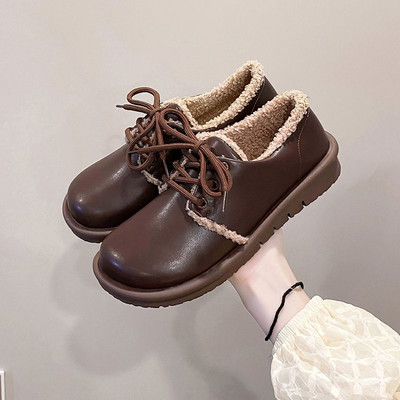 Casual γυναικεία έκο δερμάτινα παπούτσια με πουπουλένια φόδρα