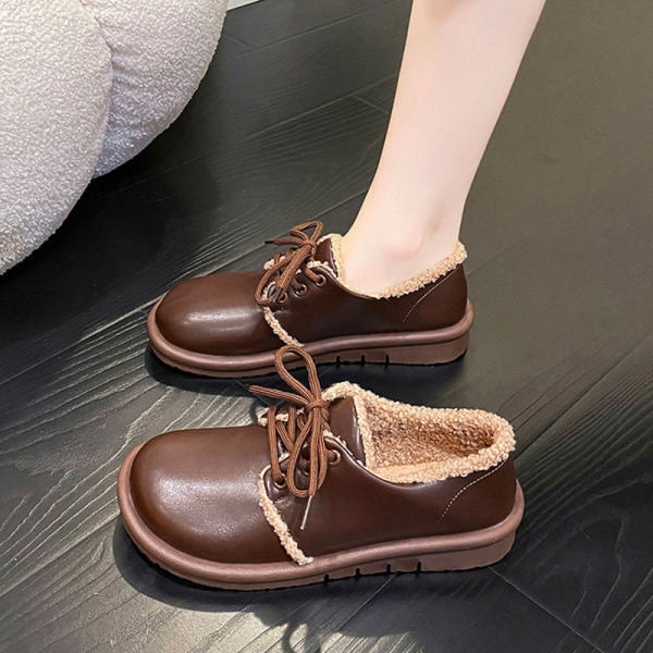 Casual γυναικεία έκο δερμάτινα παπούτσια με πουπουλένια φόδρα