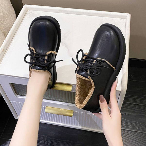 Casual γυναικεία έκο δερμάτινα παπούτσια με πουπουλένια φόδρα