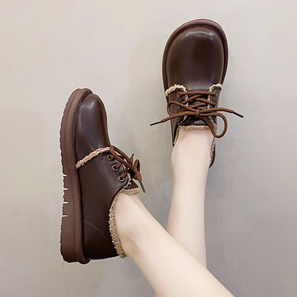 Casual γυναικεία έκο δερμάτινα παπούτσια με πουπουλένια φόδρα