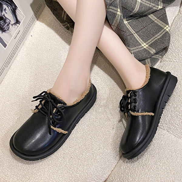 Casual γυναικεία έκο δερμάτινα παπούτσια με πουπουλένια φόδρα