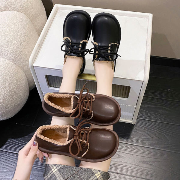 Casual γυναικεία έκο δερμάτινα παπούτσια με πουπουλένια φόδρα