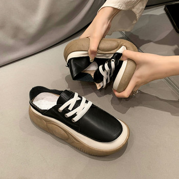 Дамски обувки ежедневен модел от еко кожа с връзки