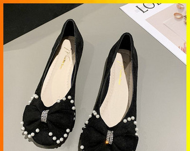 Κομψά eco suede παπούτσια - με πέρλες