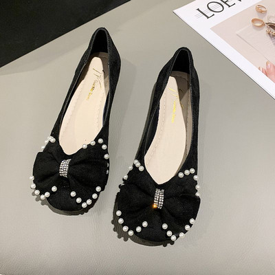 Κομψά eco suede παπούτσια - με πέρλες