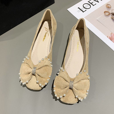 Κομψά eco suede παπούτσια - με πέρλες