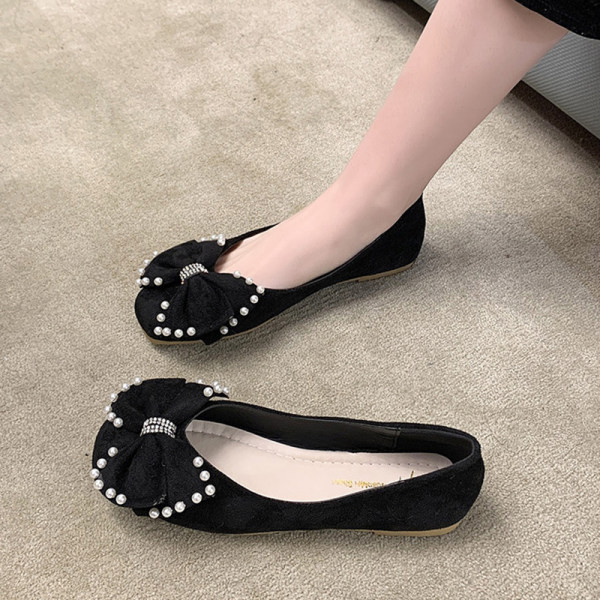 Κομψά eco suede παπούτσια - με πέρλες