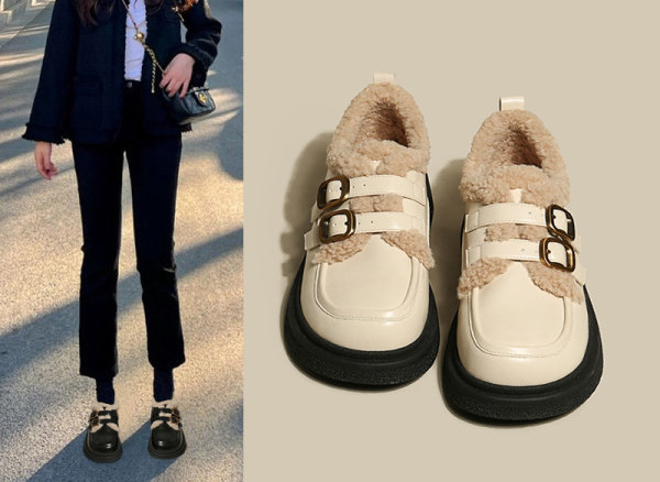 Χειμερινά casual παπούτσια με ζεστή φόδρα και μεταλλική αγκράφα