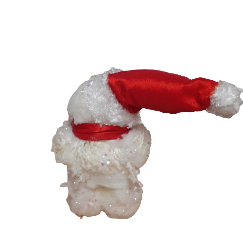 Мече Ahelos, Коледно, Текстилно, Бял, 11х7 см