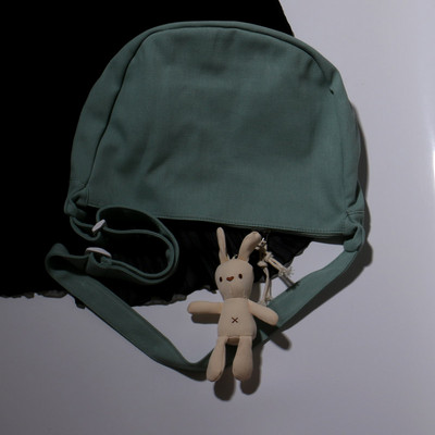 Ikdienas bērnu audekla soma ar truša atslēgu piekariņu