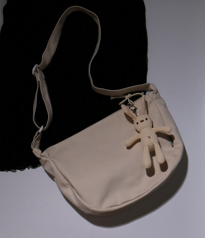 Ikdienas bērnu audekla soma ar truša atslēgu piekariņu