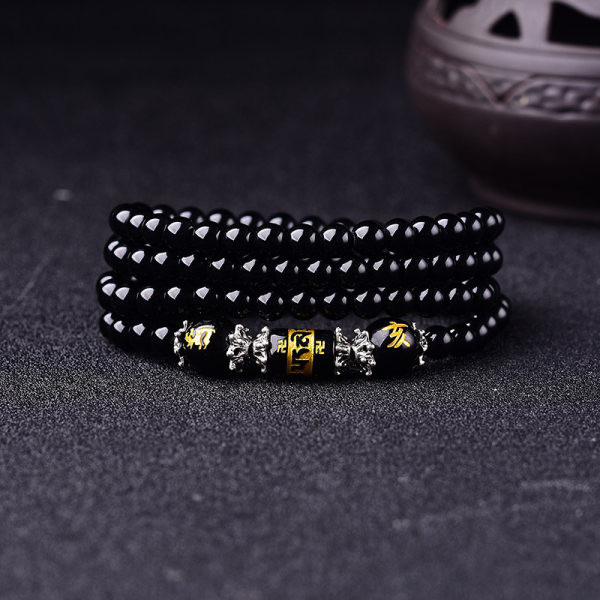 Jauna modeļa vīriešu rokassprādze ar krellēm melnā krāsā