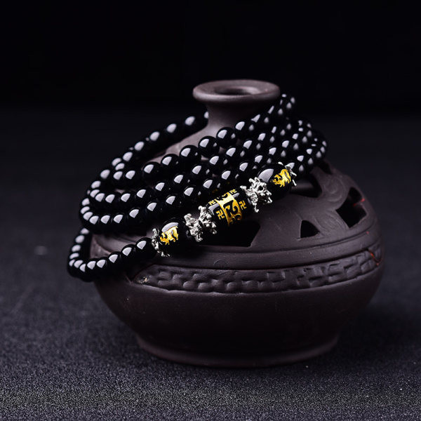 Jauna modeļa vīriešu rokassprādze ar krellēm melnā krāsā