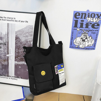 Детска ежедневна чанта с принт, джоб и дръжка за рамо