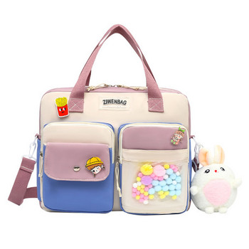 Водоустойчива детска чанта с преден джоб и надпис 
