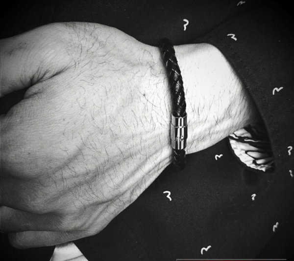 Férfi karkötő öko bőrből és mágneses csattal