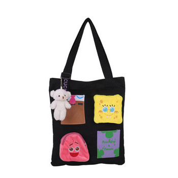 Платнена детска чанта с цветни джобове