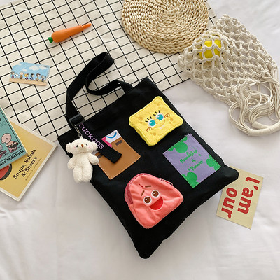 Παιδική τσάντα πάνινη με πολύχρωμες τσέπες