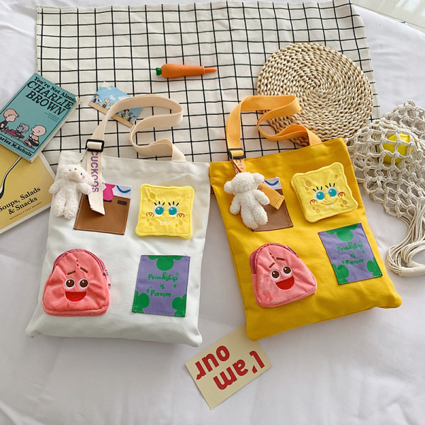 Παιδική τσάντα πάνινη με πολύχρωμες τσέπες