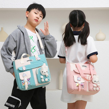 Модерна детска чанта от текстил с 3D елементи