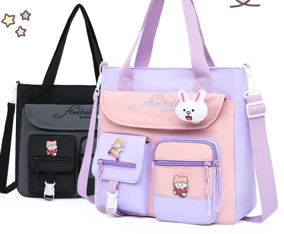 Bērnu soma zēnam-meitenei ar kabatu un rokturi