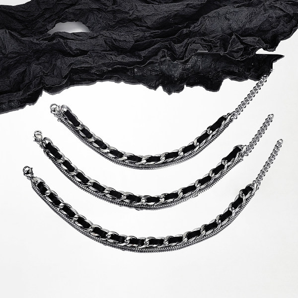 Modern férfi bőr karkötő fém elemmel