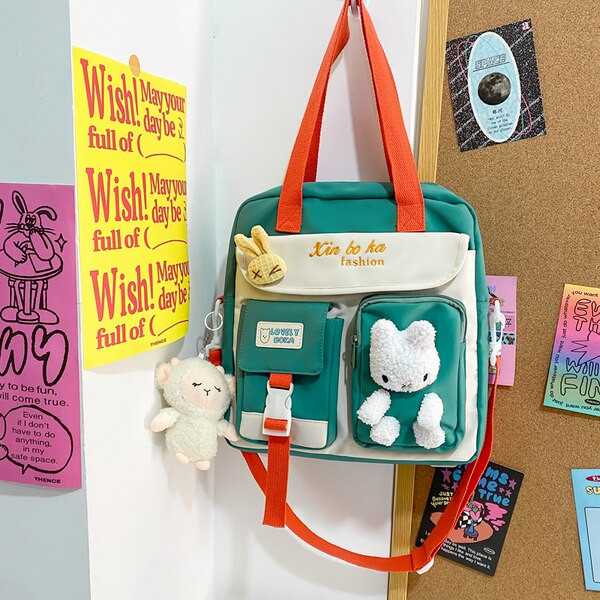 Tekstila bērnu soma ar priekšējām kabatām meitenēm