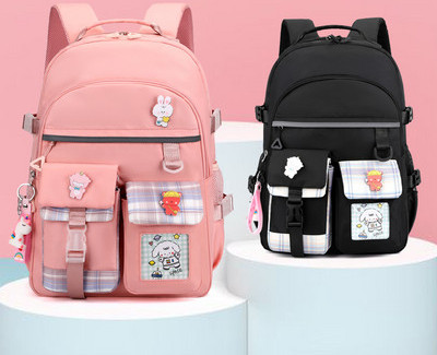 Children`s school backpack with pocket and zipper