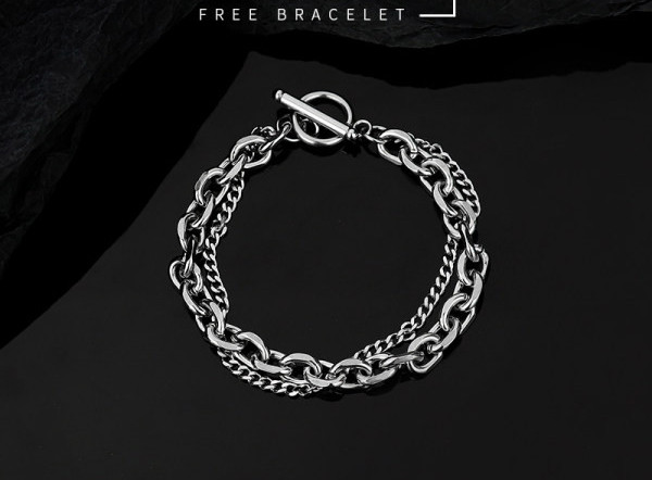 Vīriešu rokassprādze sudraba krāsā - retro stilā