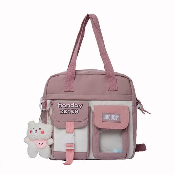 Textil gyerektáska zsebekkel és medállal