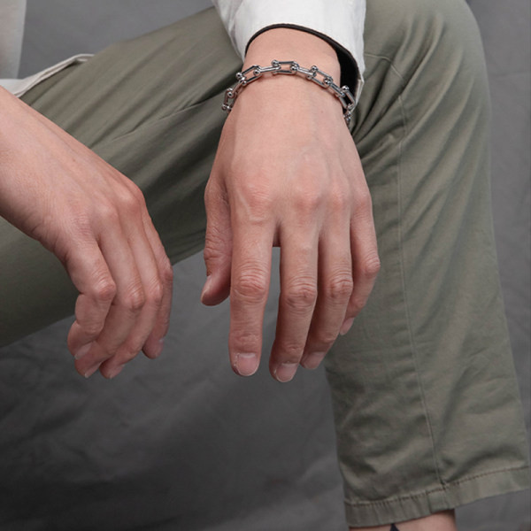 Vīriešu rokassprādze sudraba un zelta krāsā