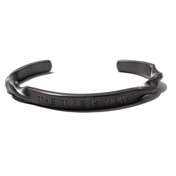 Alkalmi férfi acél karkötő felirattal