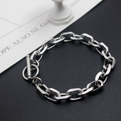 Férfi titán acél karkötő - ezüst színben