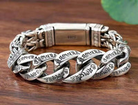 Vyriška plieninė apyrankė su stora pyne ir užrašu