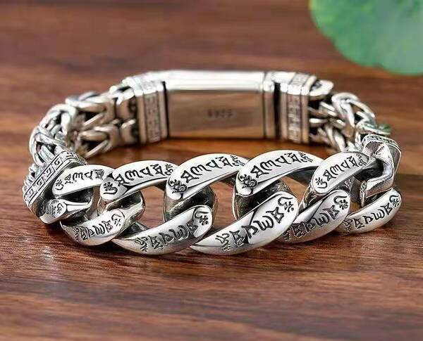 Vyriška plieninė apyrankė su stora pyne ir užrašu