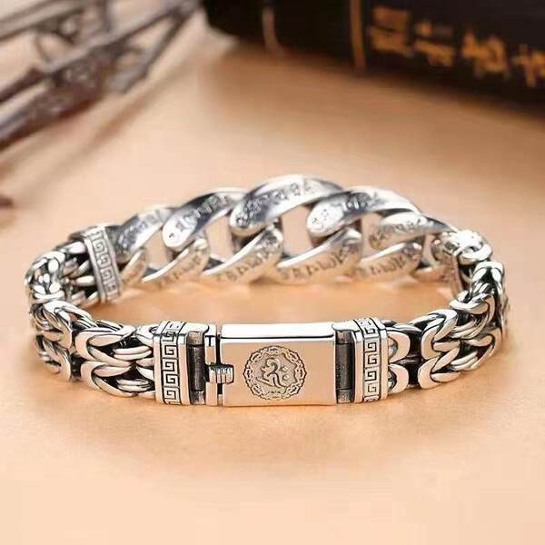 Vyriška plieninė apyrankė su stora pyne ir užrašu