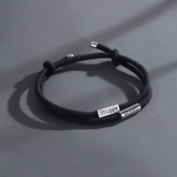 Vīriešu melna rokassprādze ar uzrakstu