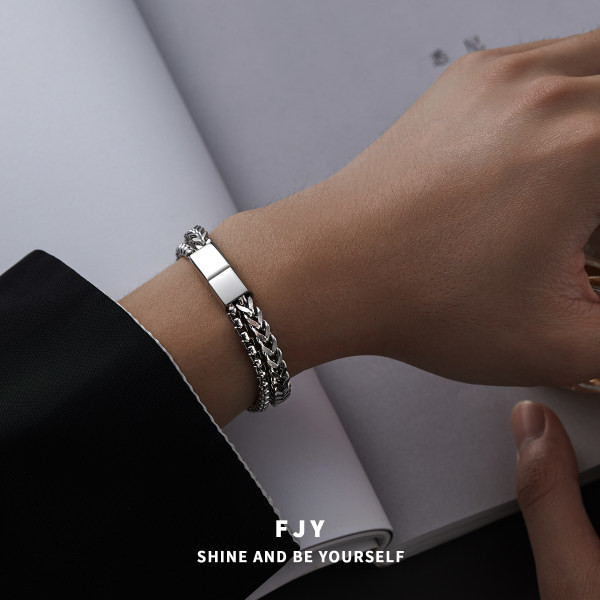 Ikdienas vīriešu divrindu tērauda aproce