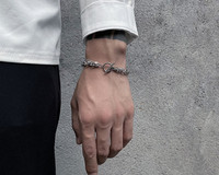 Μοντέρνο ανδρικό ατσάλινο βραχιόλι διπλής στρώσης