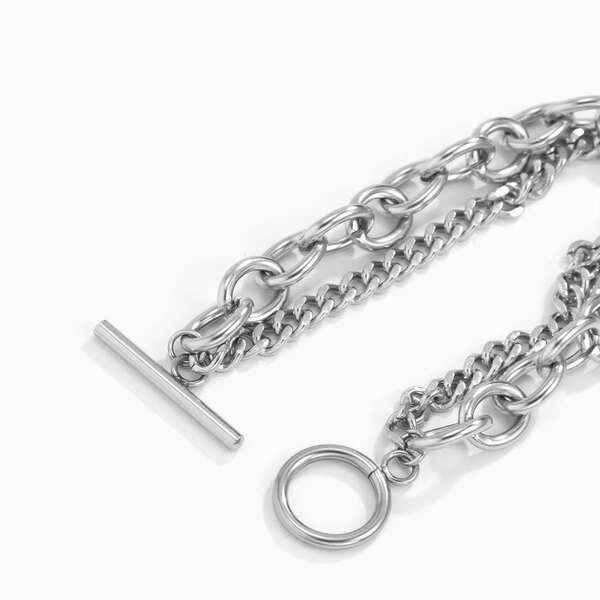 Μοντέρνο ανδρικό ατσάλινο βραχιόλι διπλής στρώσης