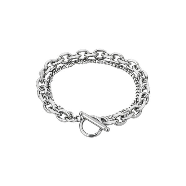 Μοντέρνο ανδρικό ατσάλινο βραχιόλι διπλής στρώσης