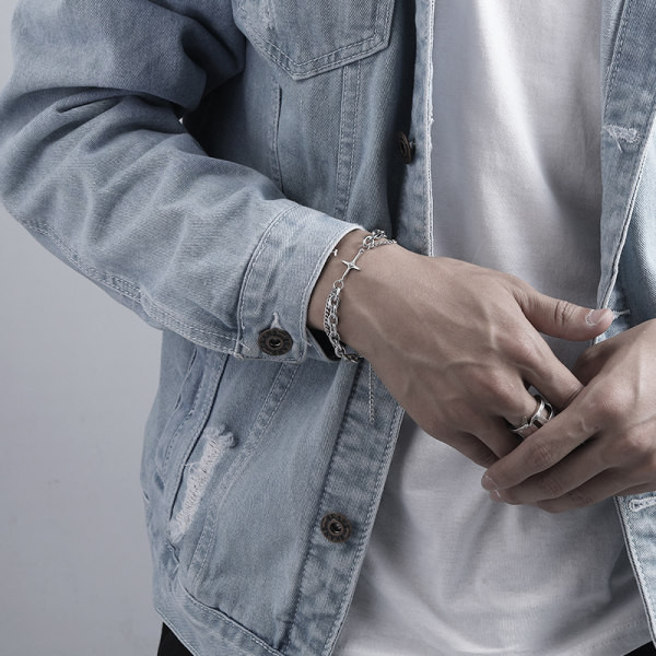 Retro modeļa vīriešu tērauda rokassprādze