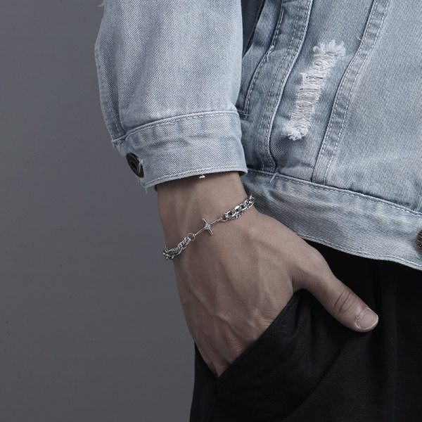 Retro modeļa vīriešu tērauda rokassprādze